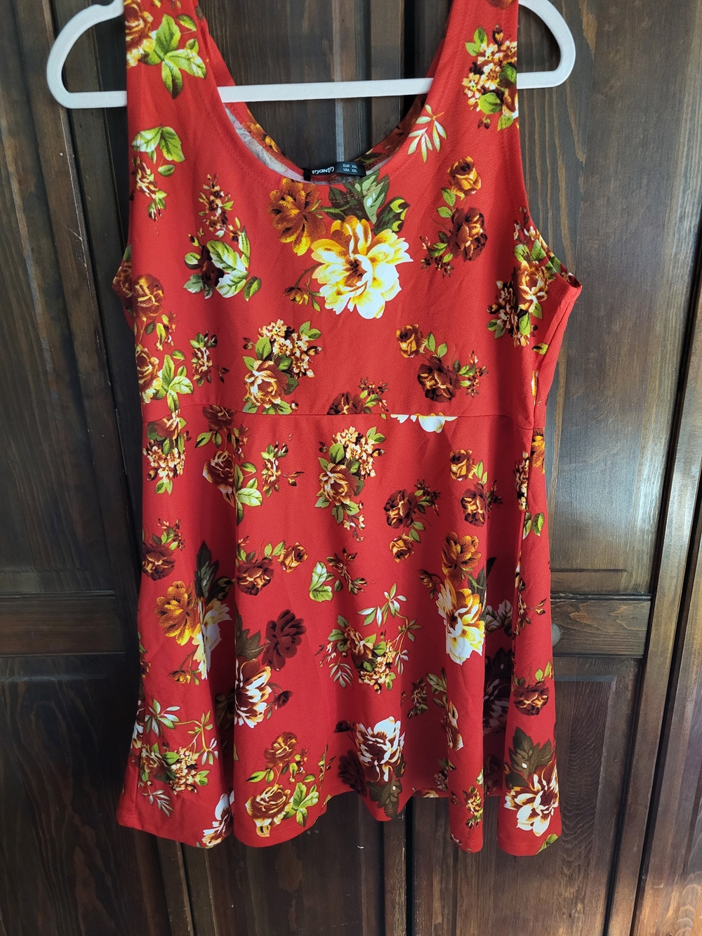 Source Unknown Red Floral Sleeveless Tunic